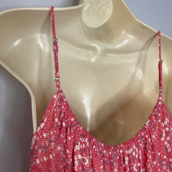 Rails Linen Blend Spaghetti Strap Sun Midi Dress Red Pattern Beach Vacation XS - Picture 5 of 11